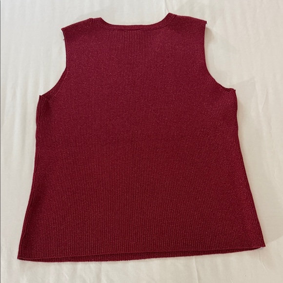 Emma James Sleeveless Knit Tank Top Maroon Ribbed V-Neck Made in Japan - L - Picture 5 of 5